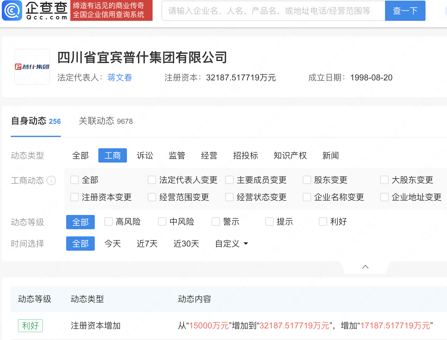 五粮液普什集团注册资本大涨，增至3.2亿人民币